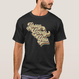 Jesus Loves You Retro Vintage Groovy Style Mannen T-shirt