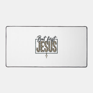 Jesus Luipaardprint Christelijke Vintage Gravure O Bureaumat