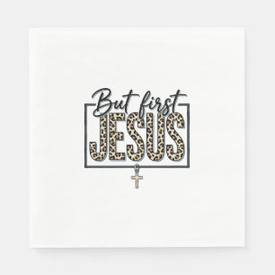 Jesus Luipaardprint Christelijke Vintage Gravure O Servet