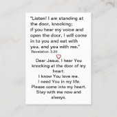 Jésus Lumière du monde carte de prière (Dos)