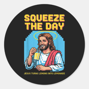 Jesus maakt limonade Grappige christelijke mannen Ronde Sticker