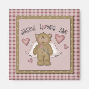 Jésus m'aime aimant d'ange d'ours de nounours