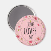 Jésus M'Aime Croix Wreath Floral Rose Magnet (Recto/Verso)