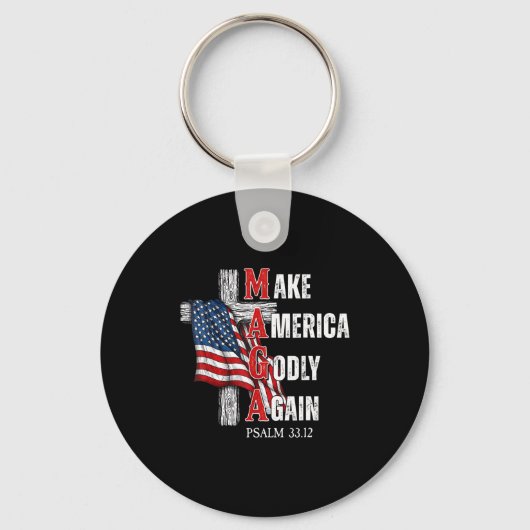 Jesus Make America Godly Again American Patriot Ch Sleutelhanger (Voorkant)
