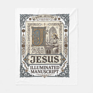 Jesus Manuscript Jezus Christelijk Geloof Vintage Fleece Deken