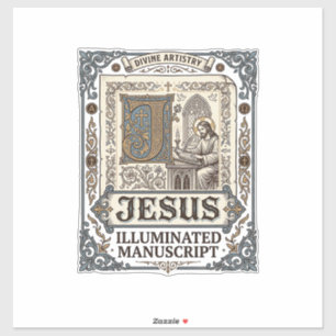 Jesus Manuscript Jezus Christelijk Geloof Vintage Sticker