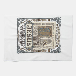 Jesus Manuscript Jezus Christelijk Geloof Vintage Theedoek