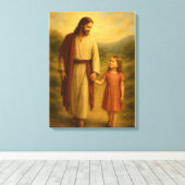 Jésus marchant avec Girl™ LDS toile d'art mural (Insitu (Plancher de Bois))