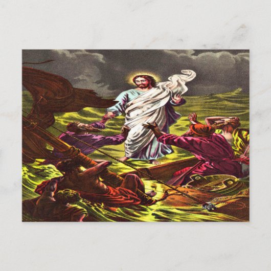 Jésus marche sur l'eau carte postale (Devant)