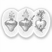 Jesus Mary and Joseph Hearts Vinyl Decal Sticker (Recto)