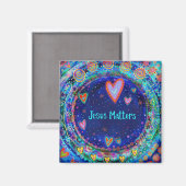 Jesus Matters Blue Whimsical Inspirivity Magnet Magneet (Voorkant / Achterkant)