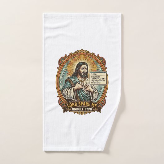 Jésus Mauvaise Message Autocorrect Patron Embarras (Serviette à main)