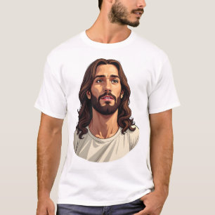 Jesus Mercy Face Vintage Gegraveerd Wit T-shirt 2