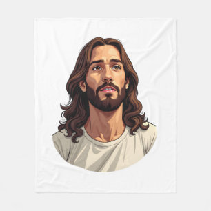 Jesus Mercy Face Vintage Gegraveerd Wit T-shirt 2 Fleece Deken