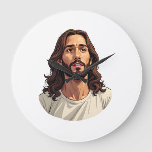 Jesus Mercy Face Vintage Gegraveerd Wit T-shirt 2 Grote Klok