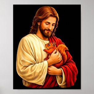 Jesus met eekhoorn christelijk poster