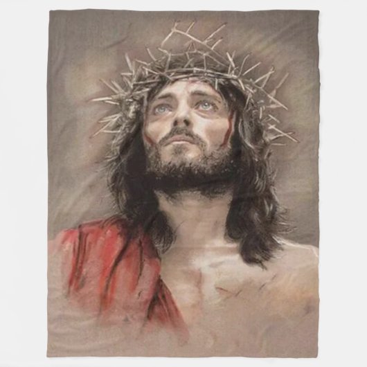 JESUS met THORNS Fleece Deken (Voorkant)