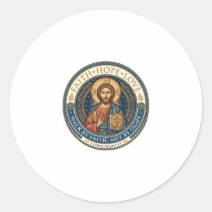 Jesus monastieke contemplatieve spiritualiteit gra ronde sticker