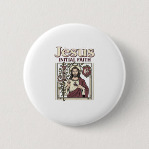 Jesus-monogram initiaal geloof Jesus-monogram init Ronde Button 5,7 Cm