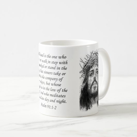 Jésus Mug Psaume 91:1-2 (Devant droit)