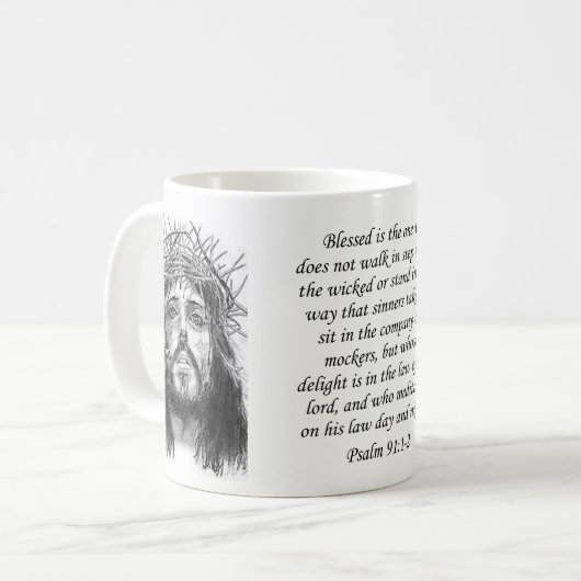 Jésus Mug Psaume 91:1-2 (Devant gauche)