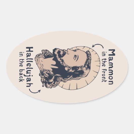 Jesus Mullet Ovale Sticker (Voorkant)