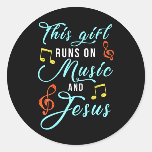 Jesus & Muziek Christelijk Muzikaal Thema Meisje Ronde Sticker (Voorkant)