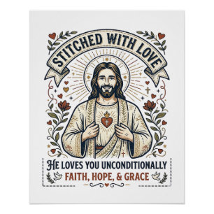Jesus Naait Shirt Christelijke Grafiek_1 Perfect Poster