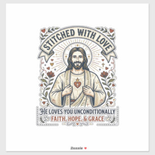 Jesus Naait Shirt Christelijke Grafiek_1 Sticker