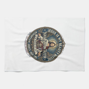 Jesus Nagel Tech Nagel Kunstenaar T-shirt Inspirer Theedoek