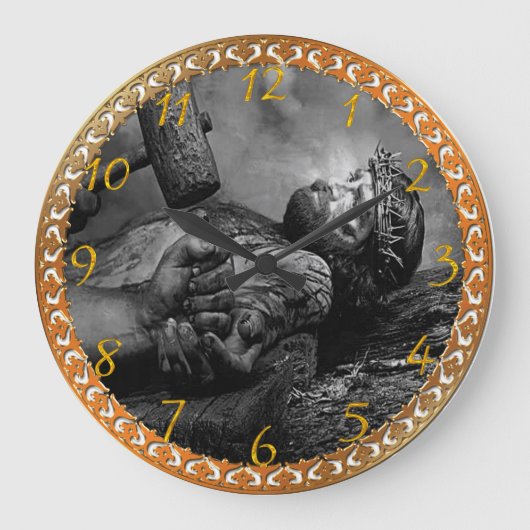 Jesus Nailed Large Clock Grote Klok (Voorkant)