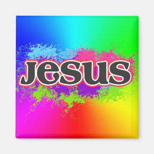Jesus Neon Static (regenboog) Magneet