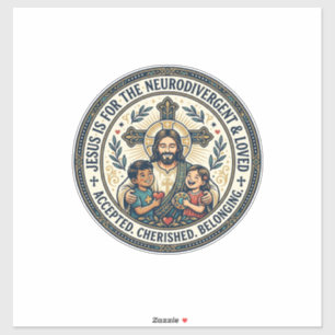 Jesus Neurodivergente Aanmoediging T-Shirt Inspire Sticker