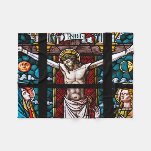 Jesus on Cross Fleece Deken (Voorkant (Horizontaal))