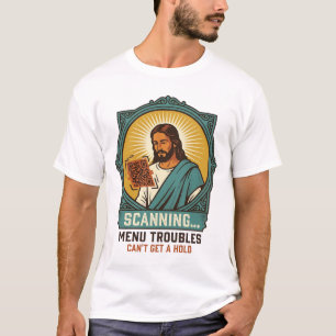 Jesus onscherpe QR-code scant menu niet Tech humor T-shirt