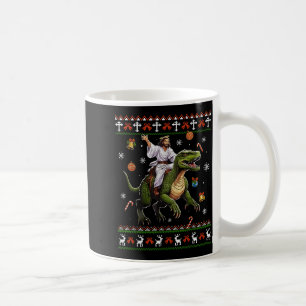 Jesus op dinosaurus grappige meme lelijke kerst tr koffiemok