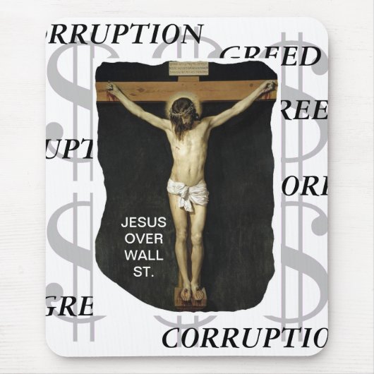 JESUS OVER WALL ST. GREED CORRUPTION MUISMAT (Voorkant)