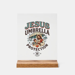 Jesus Paraplu Bescherming Jesus Paraplu Beschermin Acryl Bord