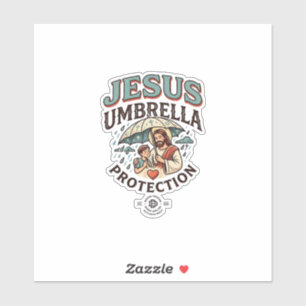 Jesus Paraplu Bescherming Jesus Paraplu Beschermin Sticker