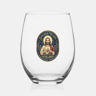 Jesus Pensioen Vintage T-shirt Christen Wijnglas Zonder Voet