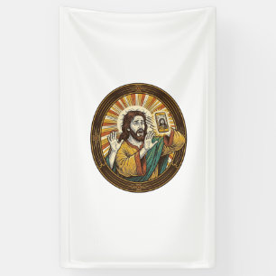 Jesus Per Ongeluk Voorcamera Dubbele Kin Selfie E Spandoek