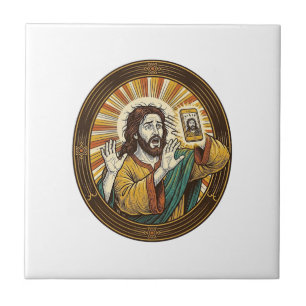 Jesus Per Ongeluk Voorcamera Dubbele Kin Selfie E Tegeltje