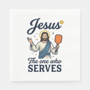 Jesus Pickleball De Persoon Die Dient Shirt Servet