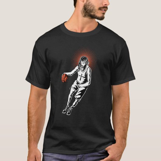 Jesus playing basketball t-shirt (Voorkant)