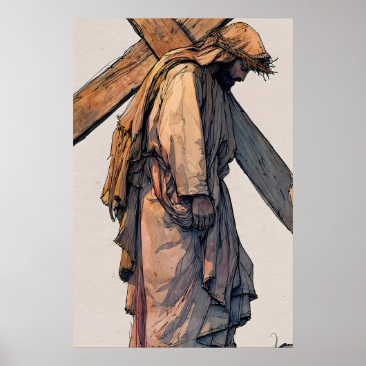 Jésus portant la Croix Impression chrétienne minim (Devant)