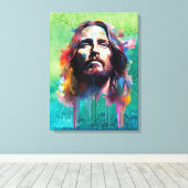Jesus Portret Canvas Print (Insitu (Houten vloer))