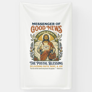Jesus Postbode Levering Shirt Gebaseerd op het Gel Spandoek