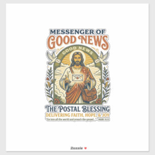 Jesus Postbode Levering Shirt Gebaseerd op het Gel Sticker
