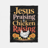 Jesus Praising & Chicken Raising Funny Faith F Fleece Deken (Voorkant)