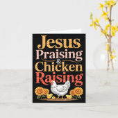 Jesus Praising & Chicken Raising Funny Faith F Kaart (Gele Bloem)